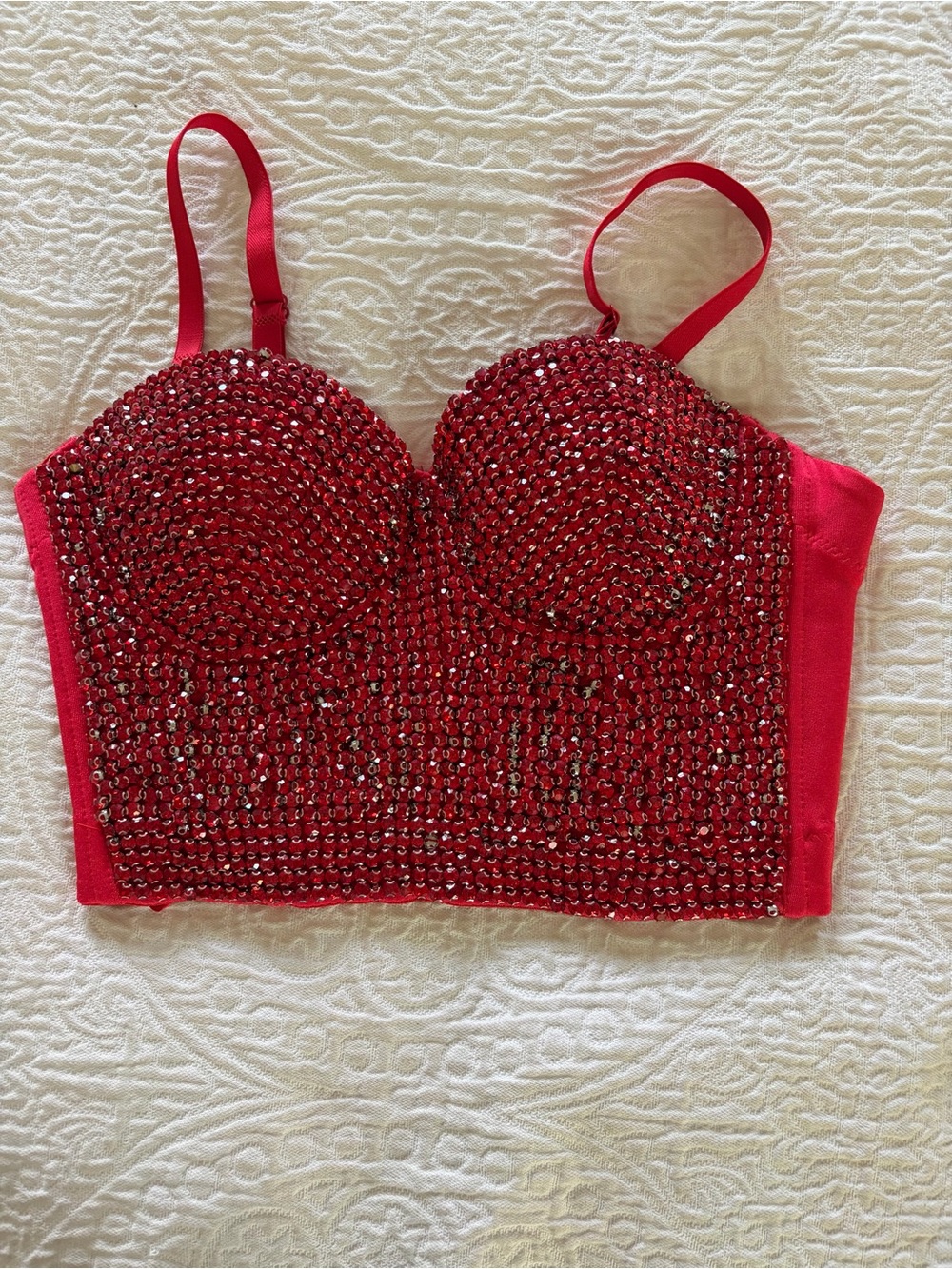 Windsor Feminine Red Beaded Bustier NWT Corset XS